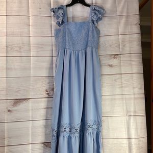 Smocked Eyelet Maxi Dress